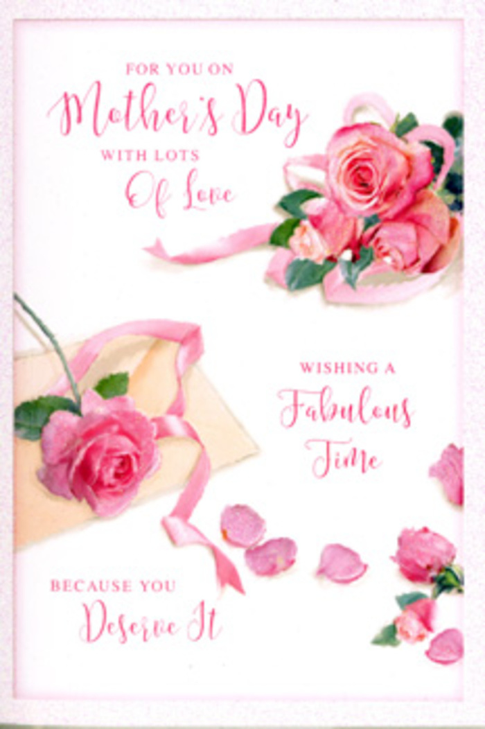 The Mother's Day card in this image is designed like a painterly bouquet laid out across smooth white card, bringing to mind the kind of romantic arrangements often sent around St Paul's Cray. Clusters of pink roses anchor the composition, arranged diagonally so the eye travels from one corner to the opposite side. Each rose is beautifully detailed: petals overlap in soft spirals, turning outward with a slight curl at the edges, suggesting the velvety, almost cushiony feel of fresh blooms. The pink colouring is nuanced, featuring pale blush tones along the outer petals and deeper, more saturated rose hues within the centres, giving an impression of depth and a soft, flattering light. Scattered in between and around these clusters, delicate individual petals rest on the white background like small, gentle footprints of the flowers, adding a sense of movement and intimacy to the composition. A light ribbon in complementary pastel tones winds gracefully through the main grouping, its loose, flowing loops echoing the natural curves of the petals, adding a sense of celebration and gift-giving, as though the floral illustration itself has been wrapped with care. The background remains uncluttered and bright, allowing the roses and ribbon to be the central focus, akin to a single bouquet standing proudly in the centre of a room. Over the flowers, a handwritten-style script offers heartfelt Mother's Day sentiments, its sweeping lines and gentle curves mirroring the softness of the blooms. The code of emotion here is clear: this is a card meant to feel like holding a bouquet from a trusted local florist in St Paul's Cray-quietly luxurious, deeply appreciative, and full of love.