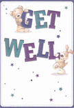 With a sense of cheerful optimism that echoes the community of St Paul's Cray, this get well card is vividly illustrated with a huggable teddy bear and an energetic pup, both joyfully nestled among large, colorful 'Get Well' letters. The palette of indigo and teal for the typography brings gentle vibrancy, set perfectly against a soft cream background, just as a bouquet's colors enliven a familiar room on a rainy day in St Paul's Cray. Stars in soft blues and purples twinkle across the card, lending a whimsical air of encouragement and hope, much like seeing fresh blooms delivered to doorsteps along Poverest Road in springtime. The tactile softness suggested by the bear's fluffy coat and the puppy's velvety ears adds to the comforting story, nearly inviting a real embrace. Like the thoughtful arrangements hand-crafted by local florists, this card is more than a message-it's an emotional gesture, extending genuine comfort and kindness to anyone on the mend. It's an ideal way to send a touch of lightness and heart to loved ones throughout the area, carrying the caring spirit that Flowers St Paul's Cray is known for.